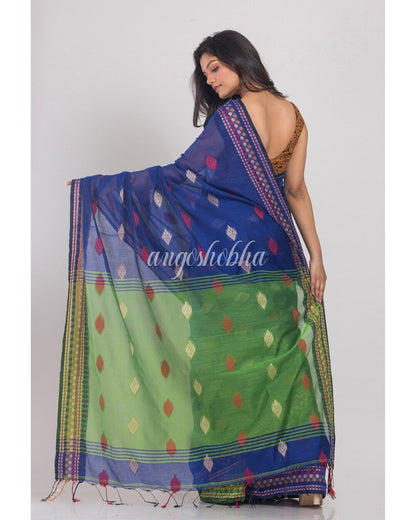 Women's Blue Handwoven Cotton Silk Saree