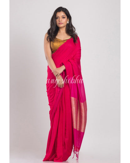 Women's Red Handwoven Cotton Saree