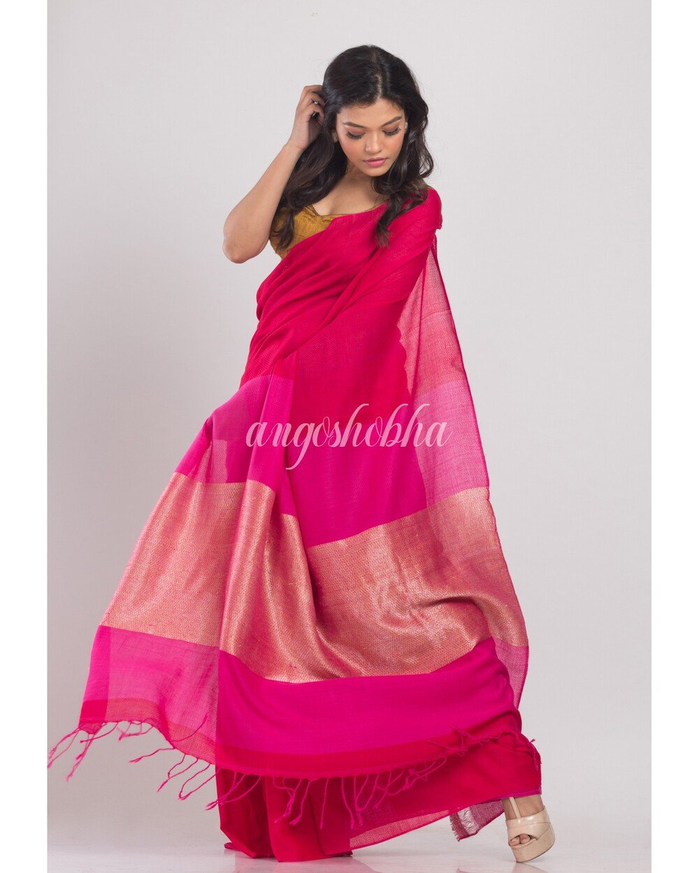 Women's Red Handwoven Cotton Saree
