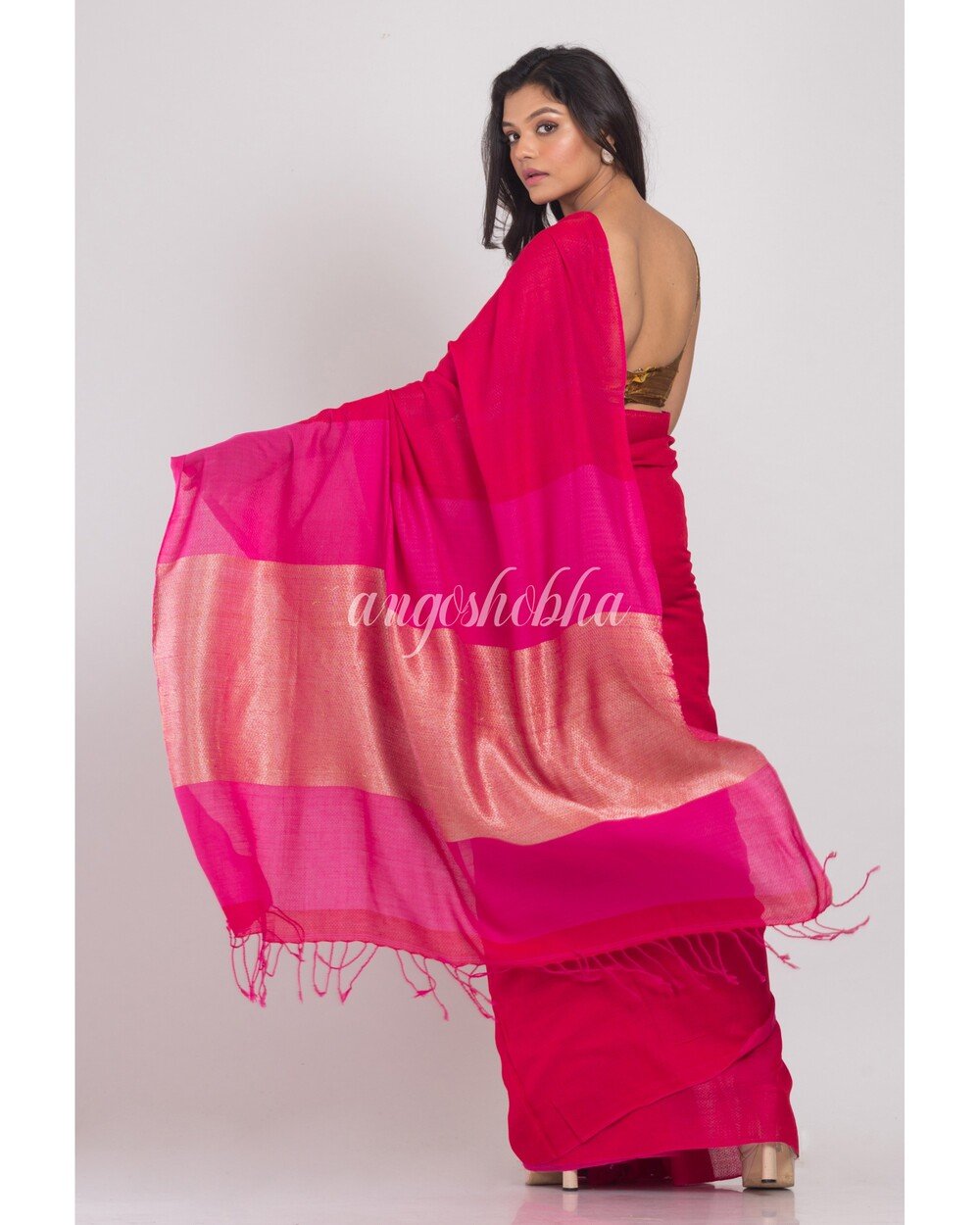 Women's Red Handwoven Cotton Saree