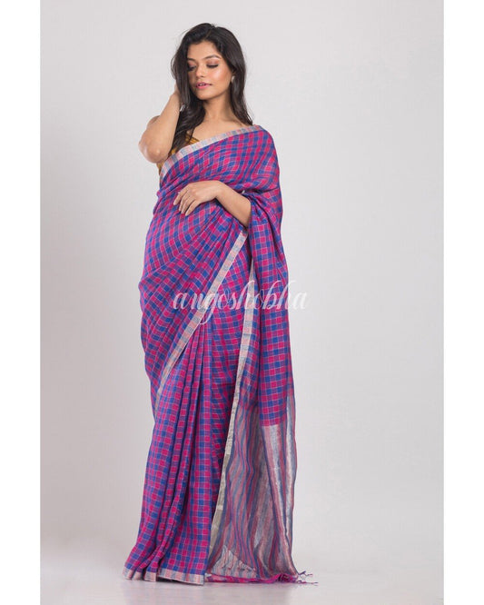 Women's Multicolor Handwoven Linen Saree