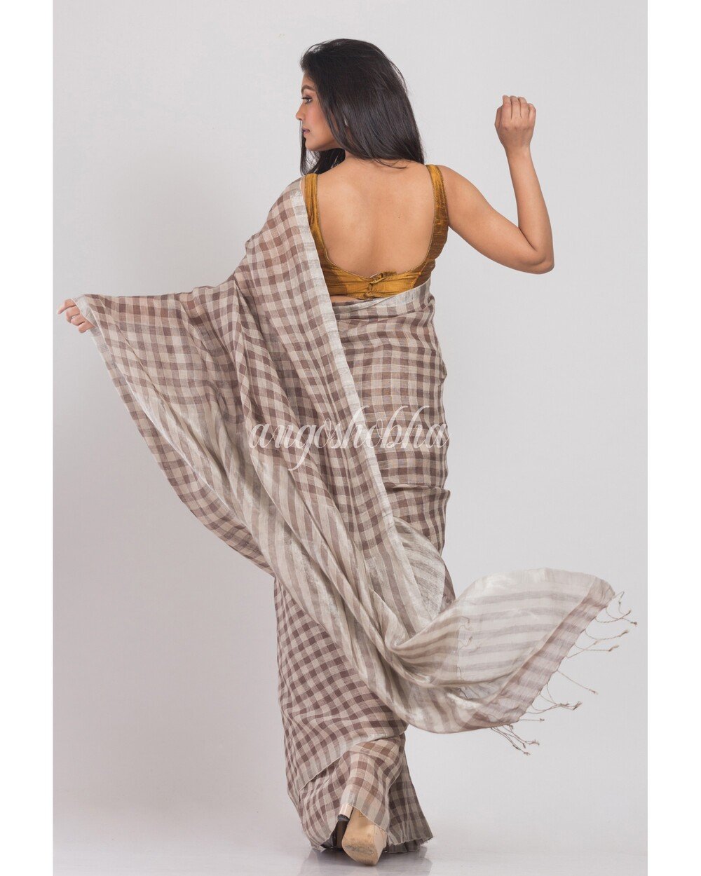 Women's Multicolor Handwoven Linen Saree