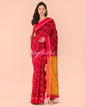 Women's Red Blended Cotton Jecquard Jamdani Saree