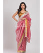 Women's Peach Handwoven Linen Tissue Saree