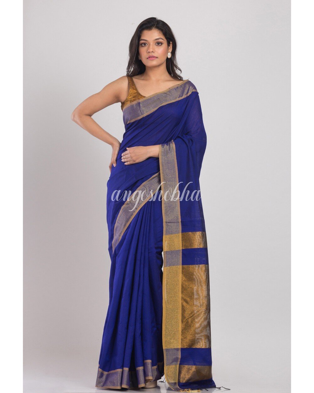 Women's Blue Handwoven Cotton Silk Saree
