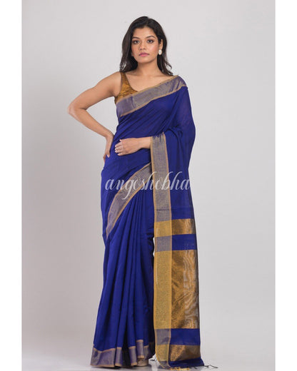 Women's Blue Handwoven Cotton Silk Saree