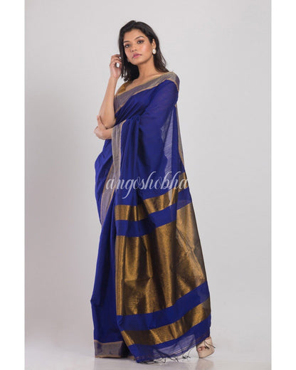 Women's Blue Handwoven Cotton Silk Saree