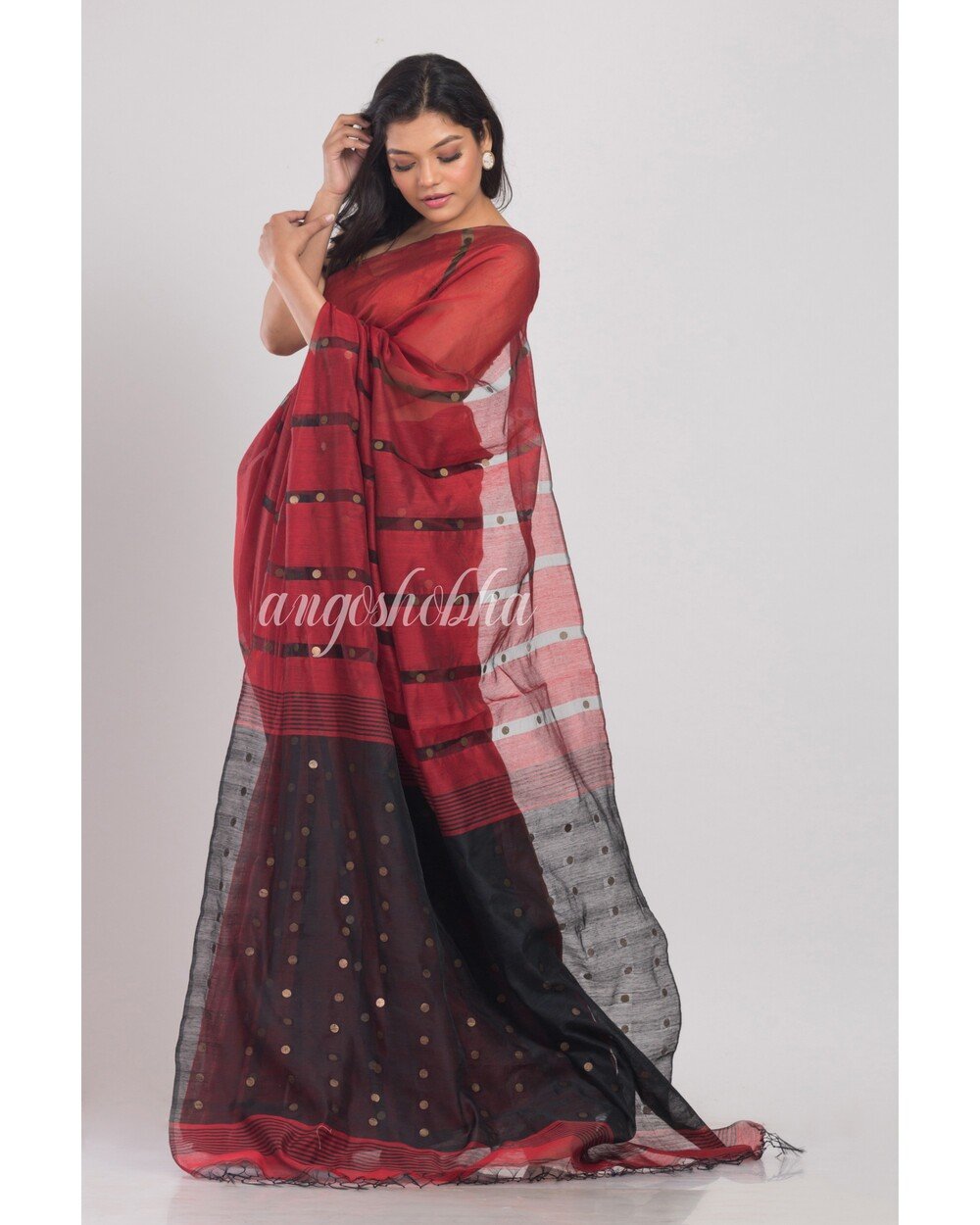 Women's Maroon Handwoven Cotton Silk Saree