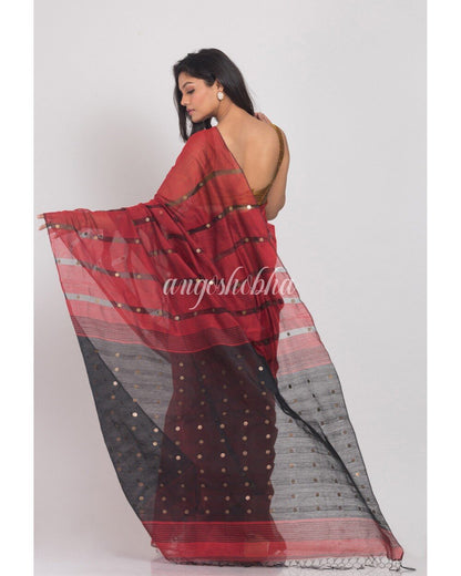 Women's Maroon Handwoven Cotton Silk Saree