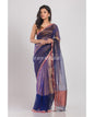 Women's Blue Sequins Handwoven Silk Saree