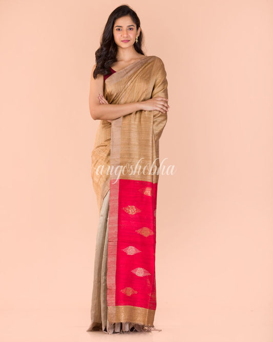 Women's Chiku Matka Silk Tangail Saree