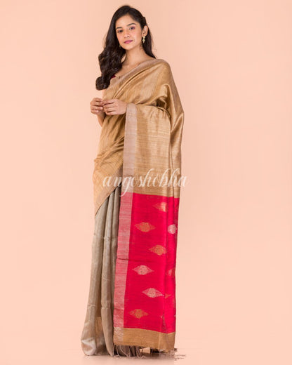Women's Chiku Matka Silk Tangail Saree