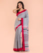 Women's Blue Grey Handwoven Cotton Saree
