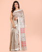Women's Silver Beige Handwoven Matka Silk Saree