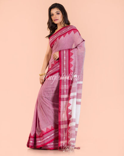 Women's Coral Cotton Tangail Saree