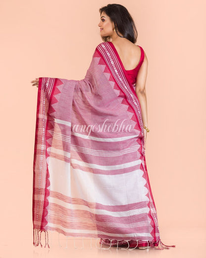 Women's Coral Cotton Tangail Saree