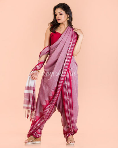 Women's Coral Cotton Tangail Saree