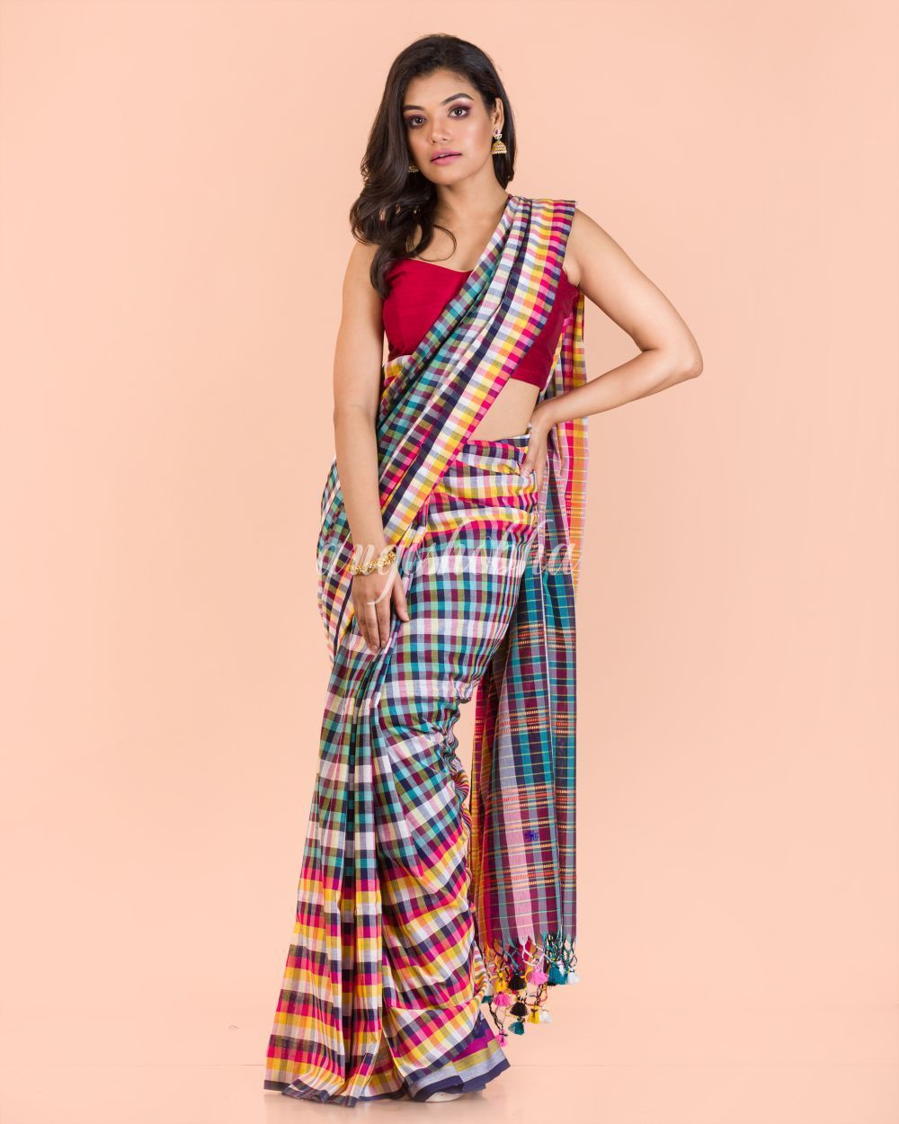 Women's Multicolor Handwoven Cotton Saree