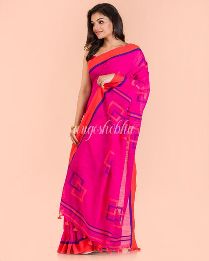 Women's Rani Cotton Jamdani Saree