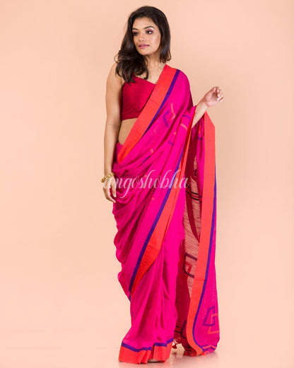 Women's Rani Cotton Jamdani Saree