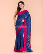 Women's Blue Linen Handloom Jamdani Saree