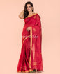 Women's Red Blended Cotton Jamdani Saree