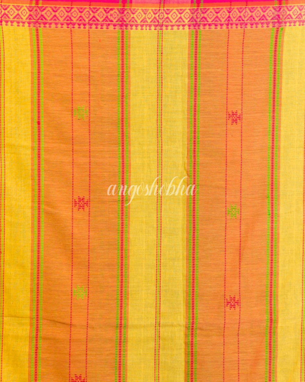 Women's Orange Yellow Cotton Tangail Saree