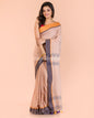Women's Peach Cotton Jamdani Saree