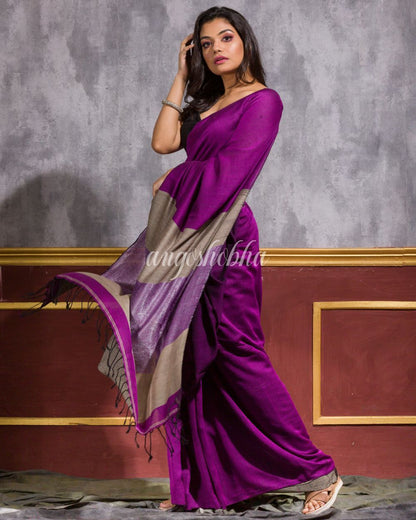 Women's Voilet Handloom Cotton Saree