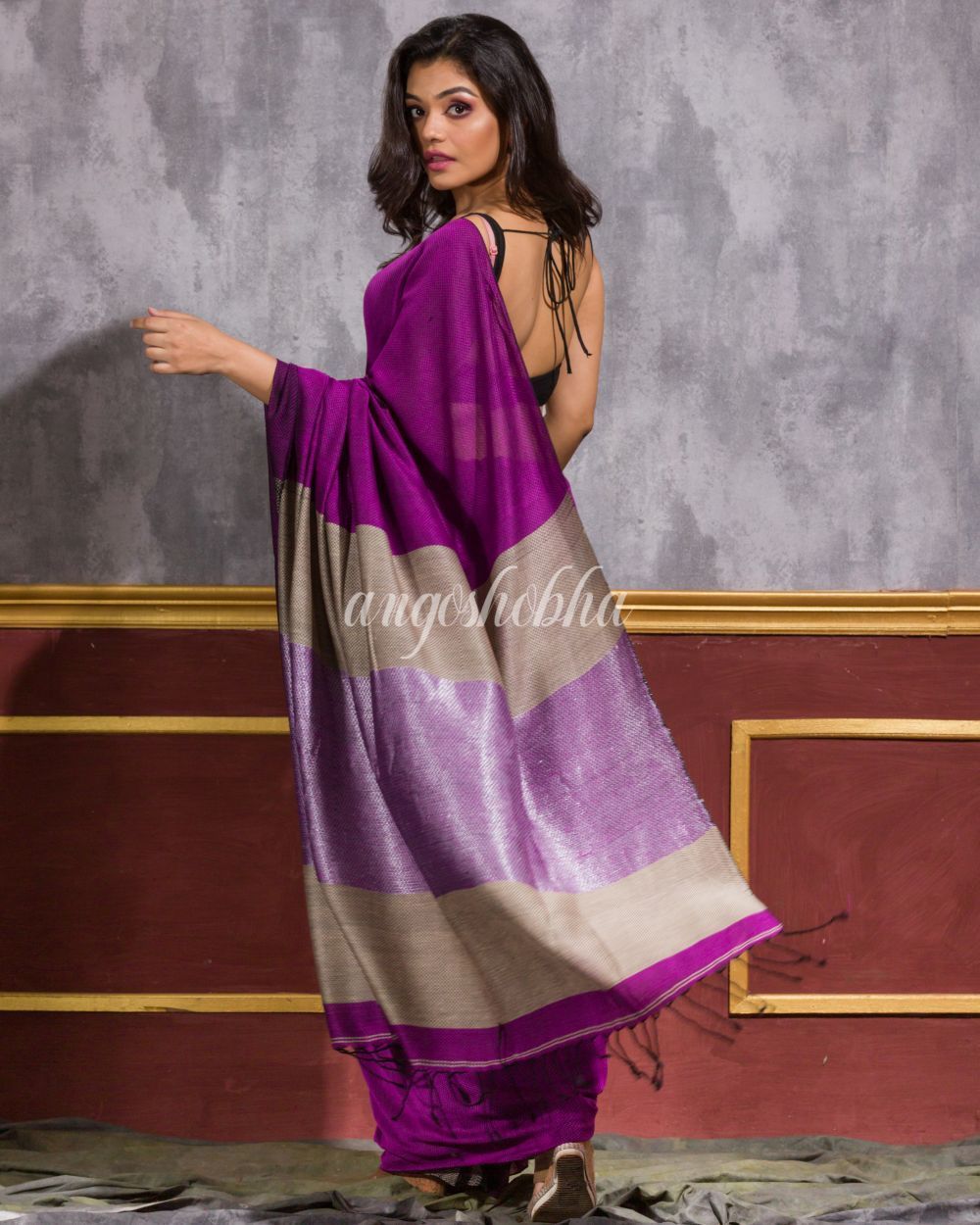 Women's Voilet Handloom Cotton Saree