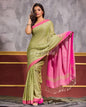 Women's Yellow Green Handwoven Cotton Saree