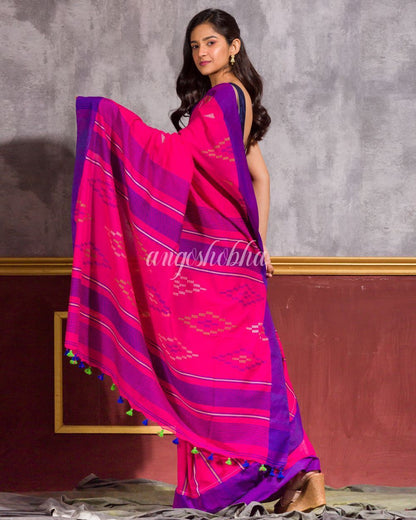 Women's Pink Cotton Jamdani Saree