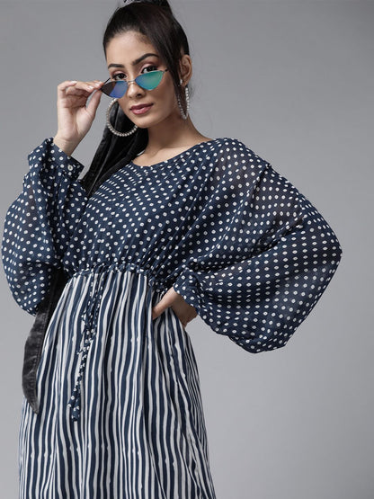 Women's Polka Print High-Low Tunic