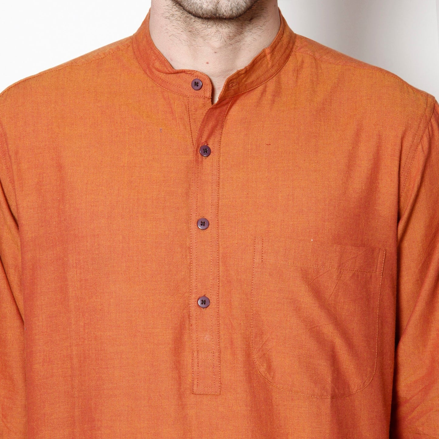 Men's Orange Cotton Kurta
