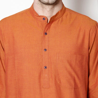 Men's Orange Cotton Kurta