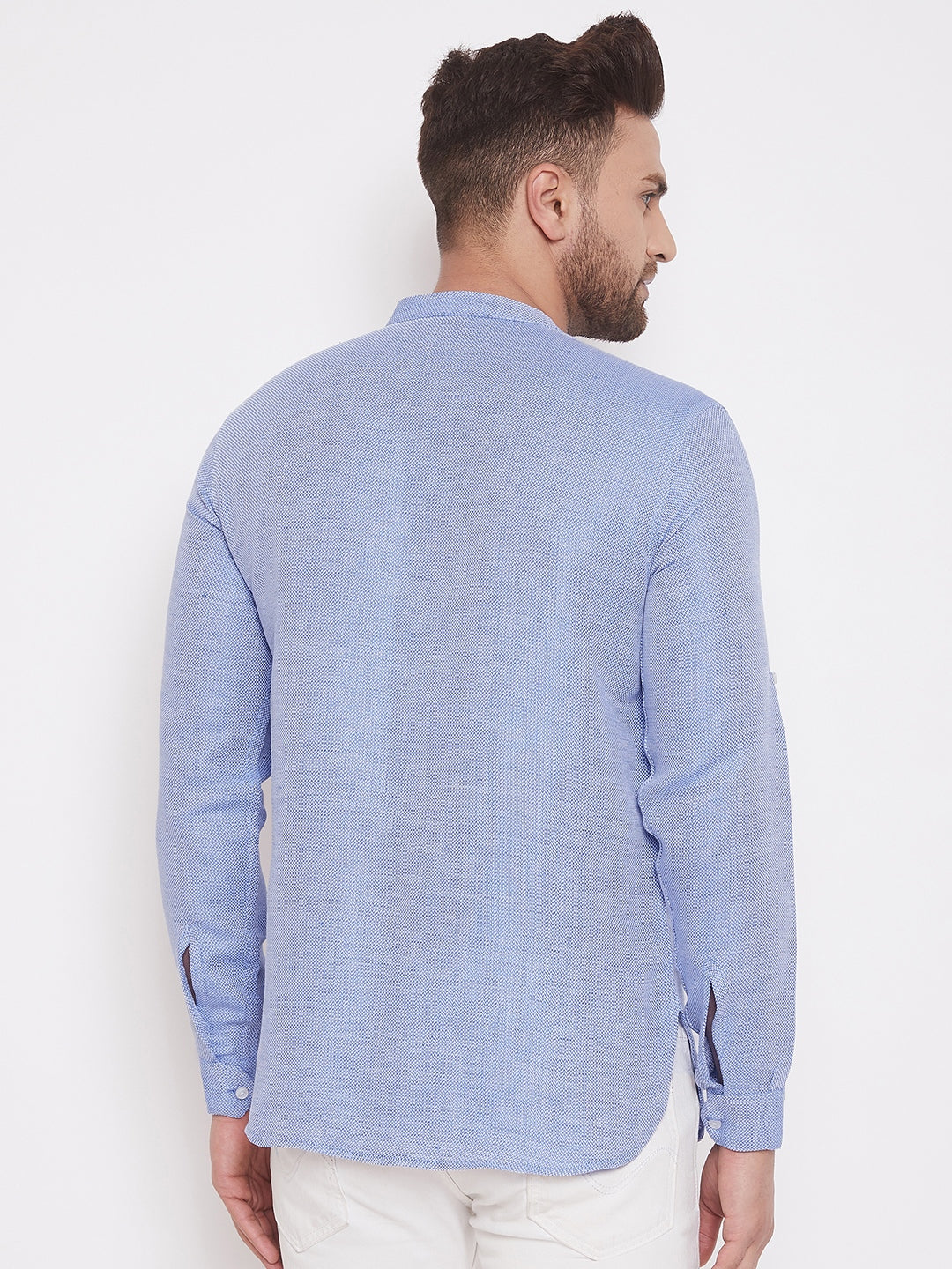 Men's Lilac Blue Cotton Shirt Kurta