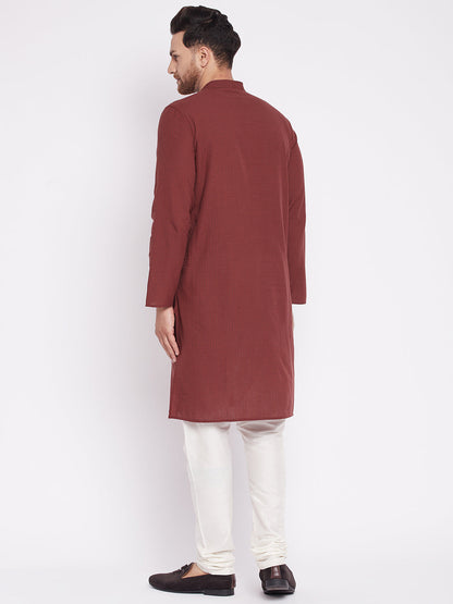 Men's Long Kurta with Band Colla