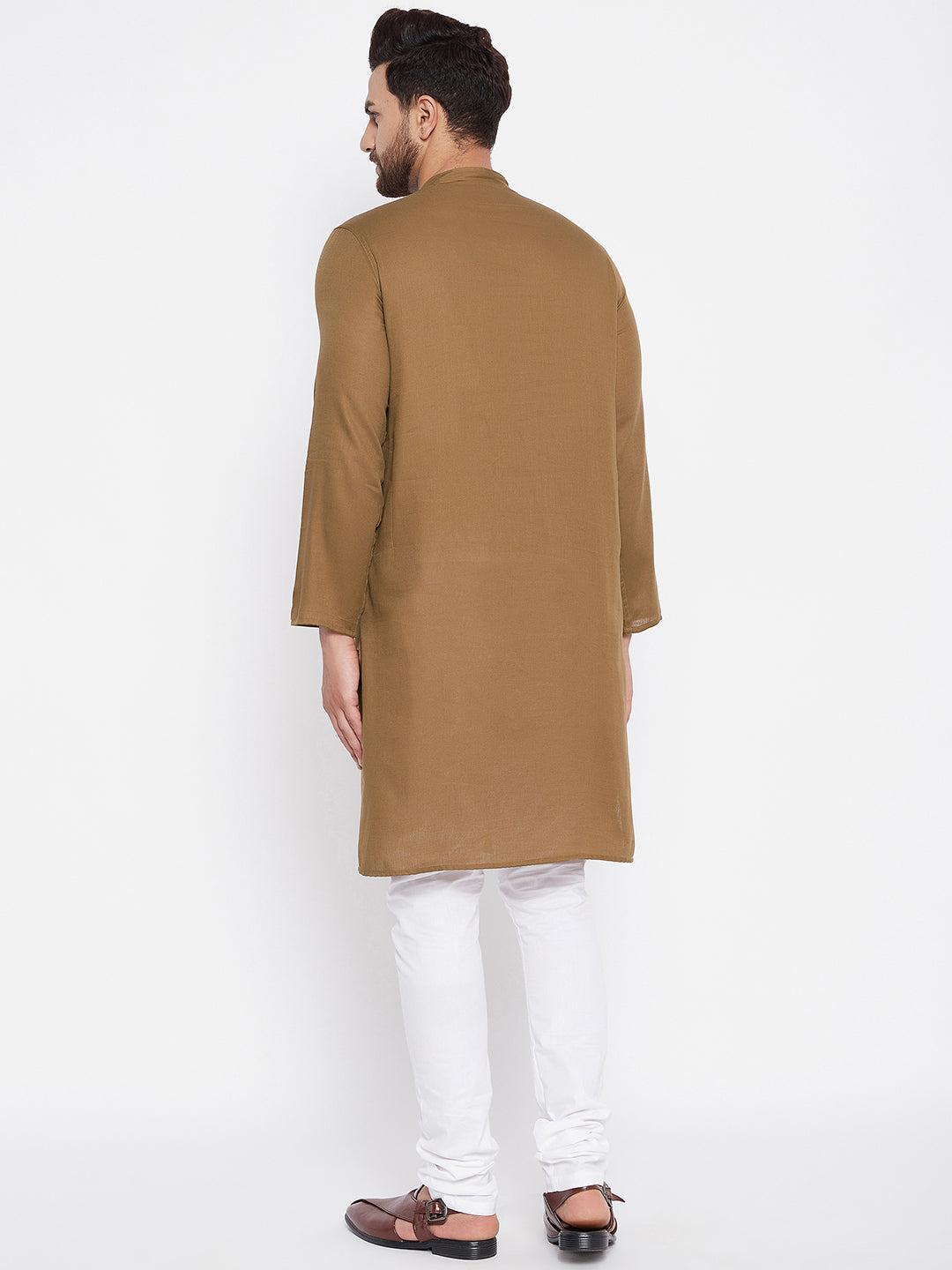 Men's Cotton Brown Straight Kurta