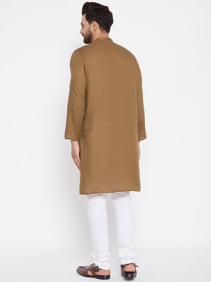 Men's Cotton Brown Straight Kurta