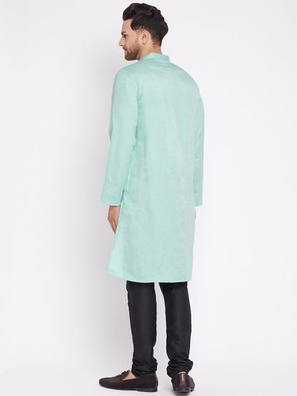 Men's Long Kurta with Band Colla