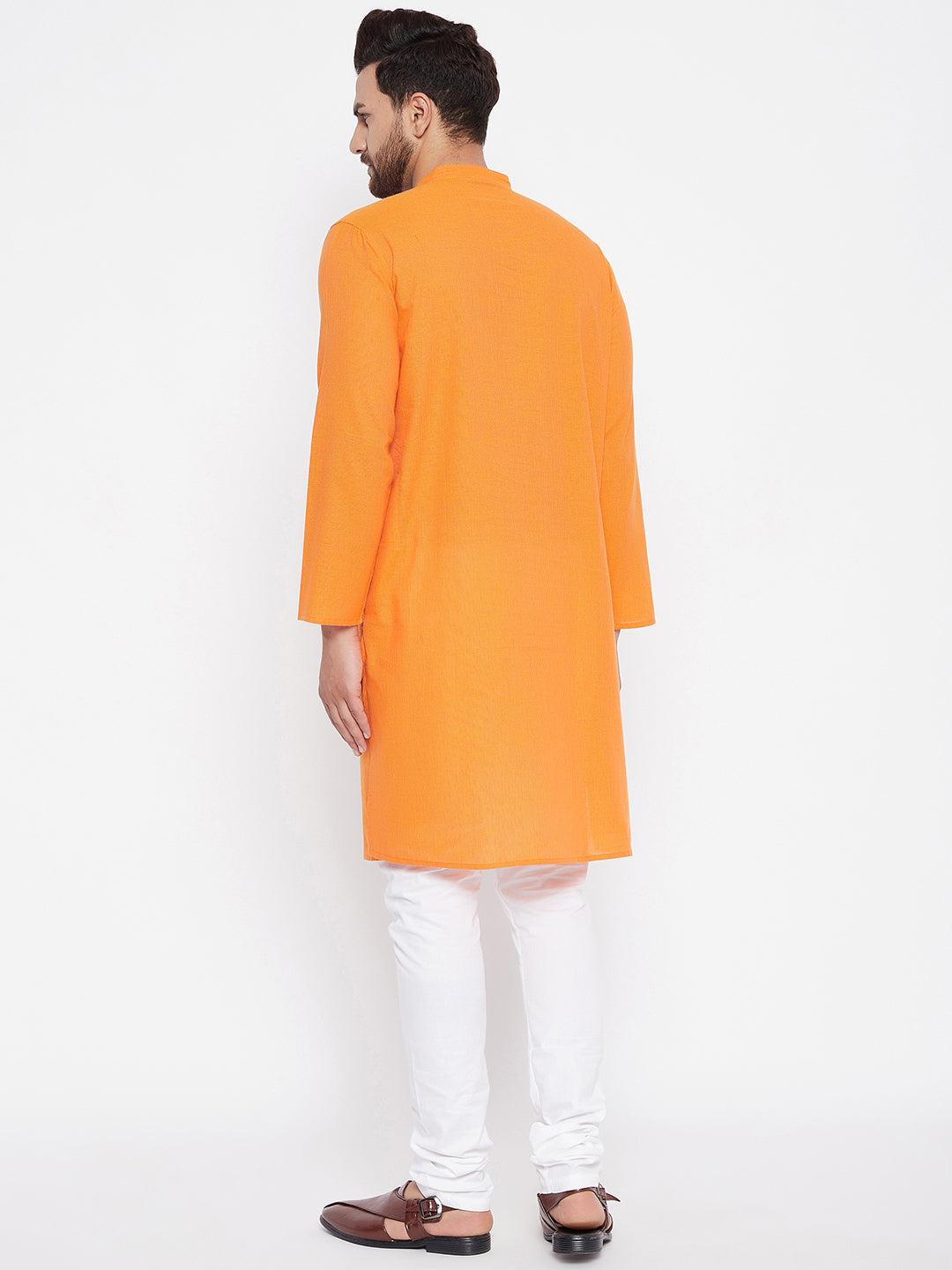 Men's Cotton Striped Orange Kurta2