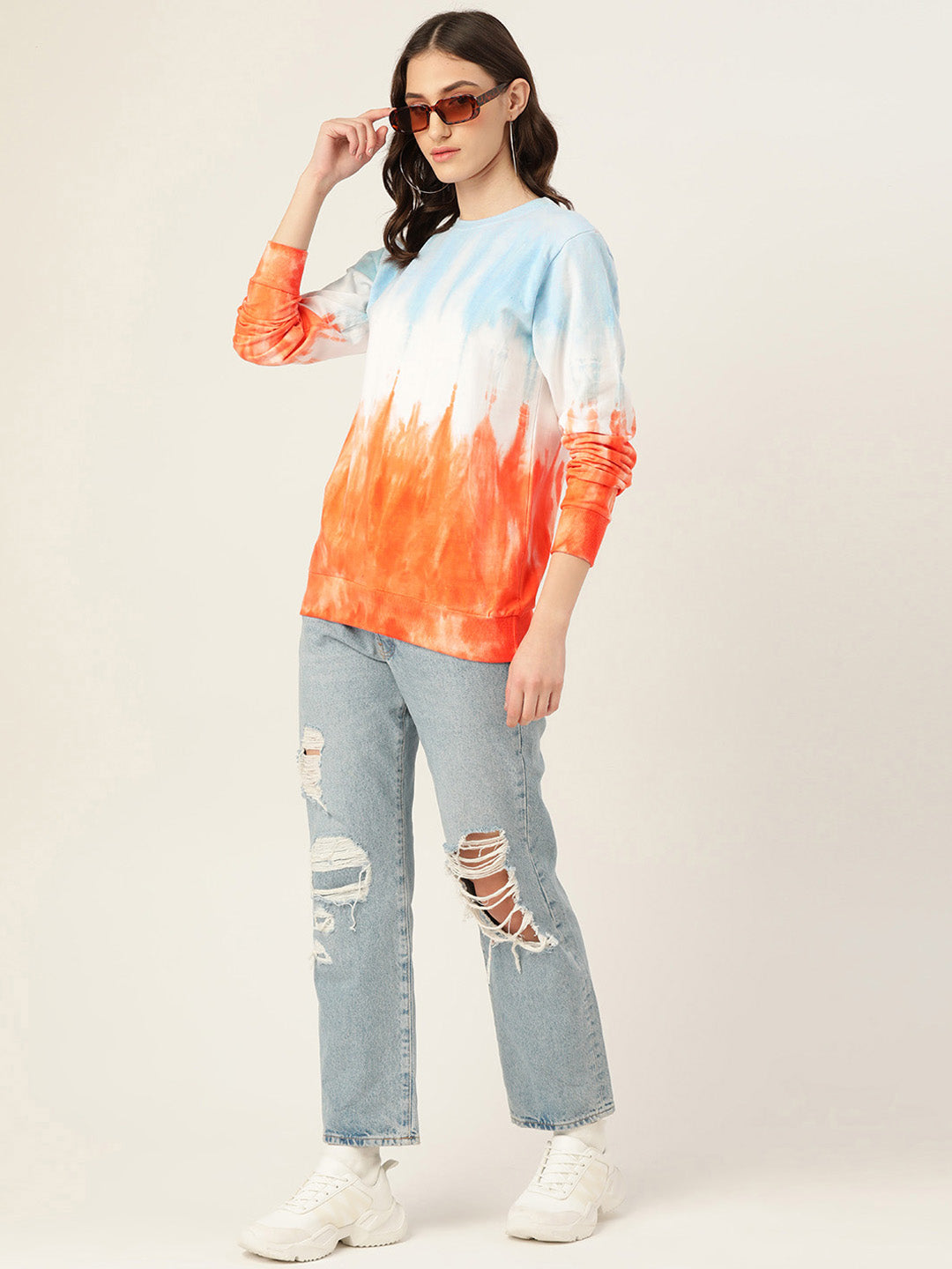 Women's Blue And Orange Tie and Dye SweatShirt
