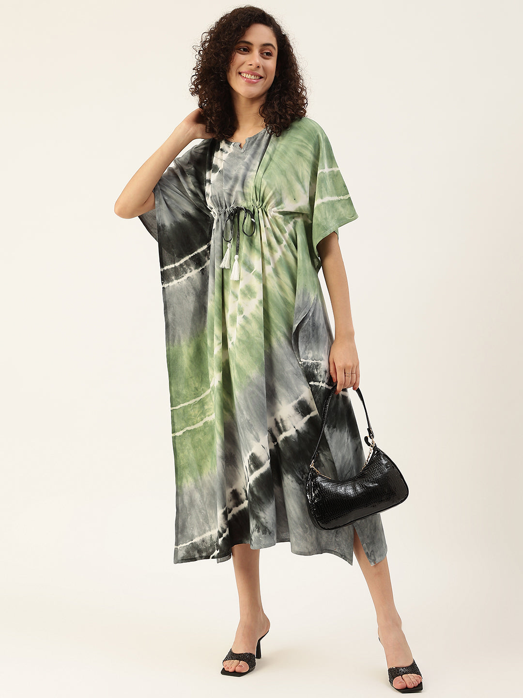 Women's Spiral Tri-Color Rayon kaftan Dress