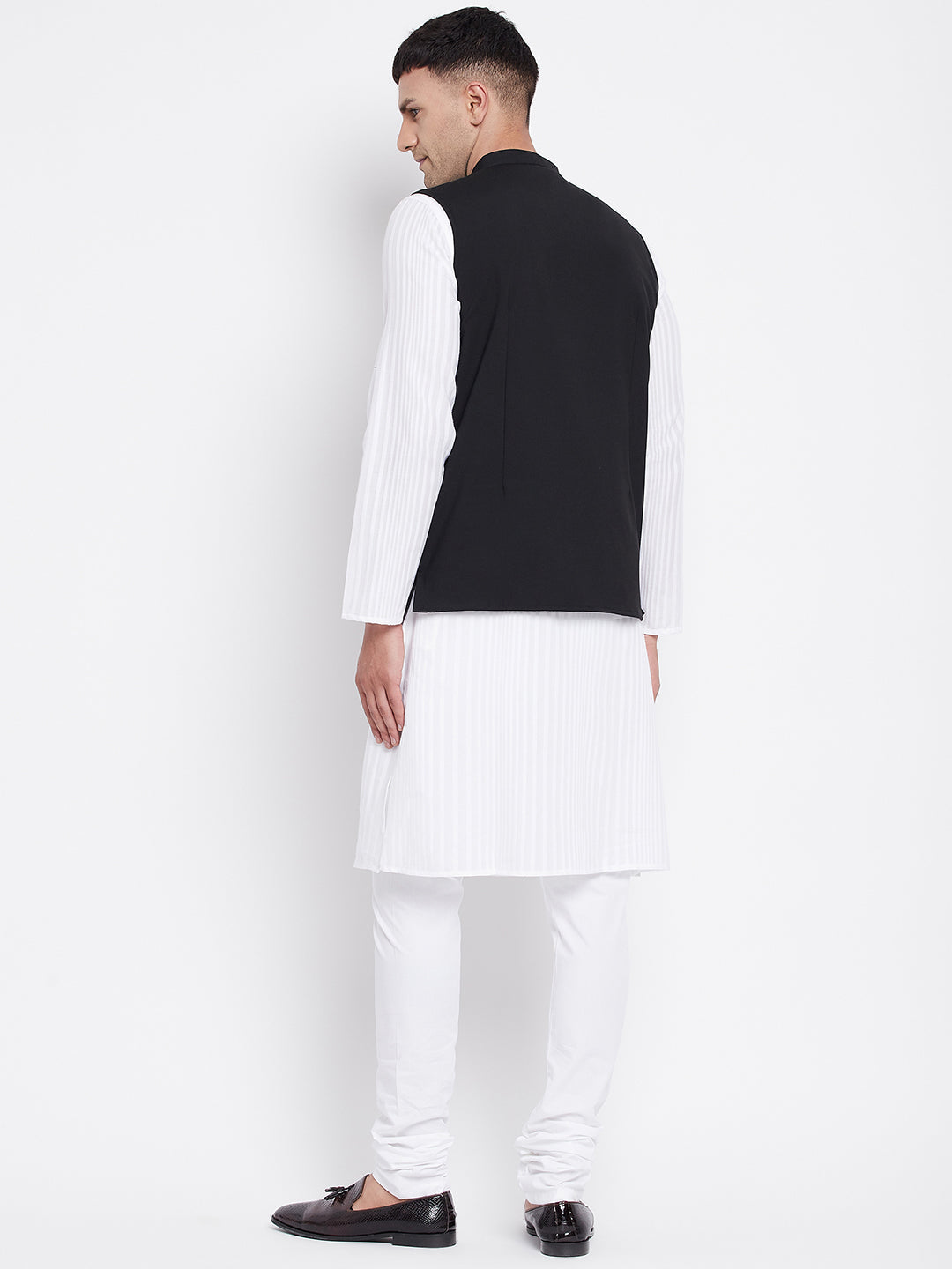 Men's White Kurta Sets with Eid Insignia Jackets (2PC