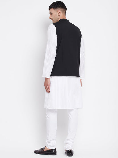 Men's White Kurta Sets with Eid Insignia Jackets (2PC