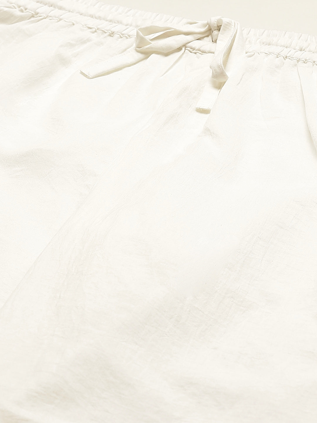 Women's White Solid Schiffli Straight Cotton Palazzos