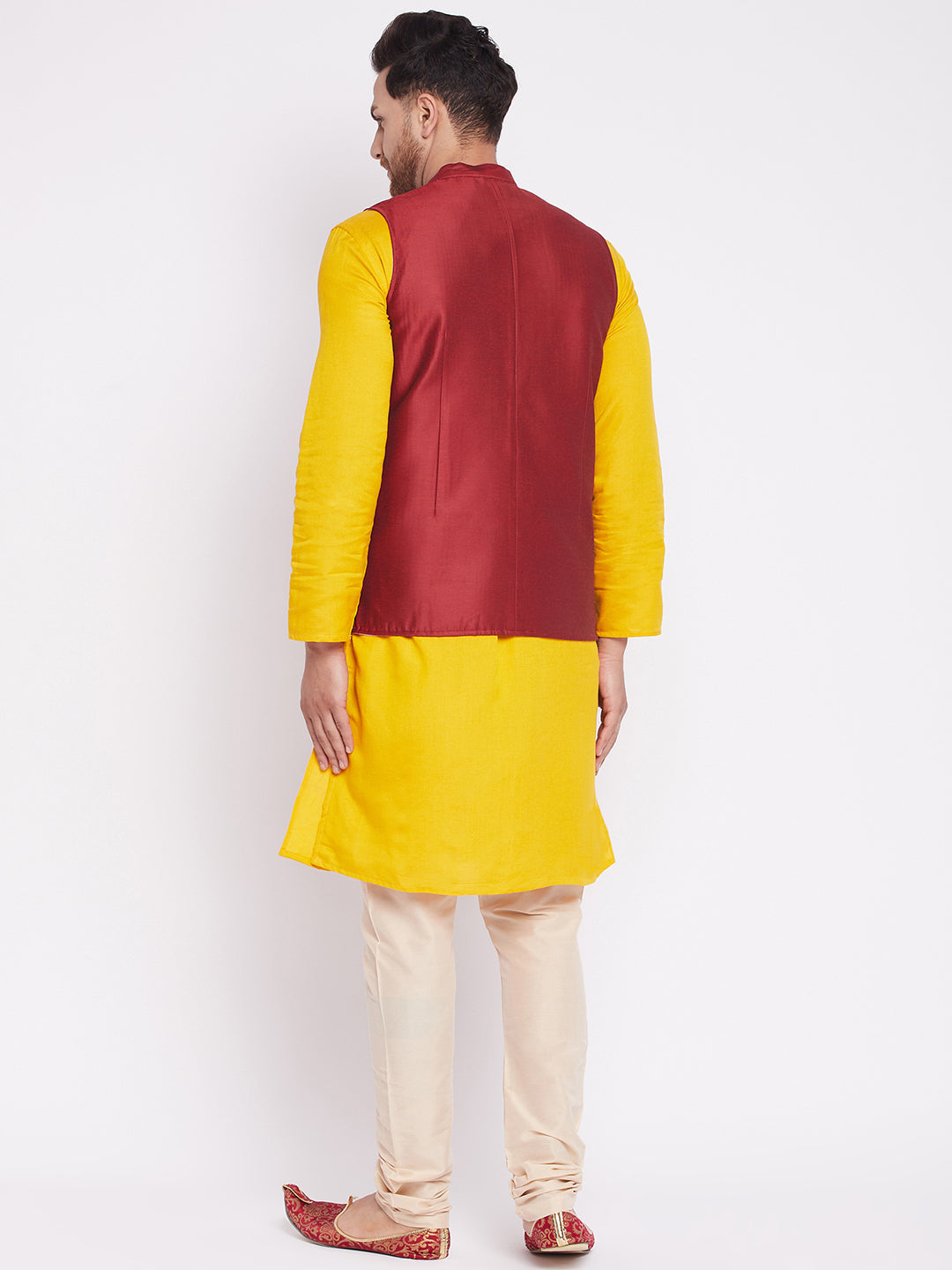 Men's Nehru Jacket With Embroided Insignia Of Lord Krishn