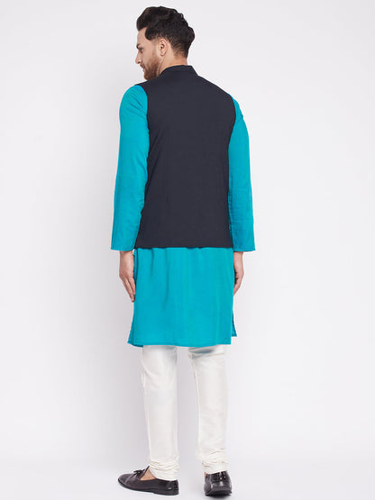 Men's Nehru Jacket With Embroided Insignia Of Lord Krishn