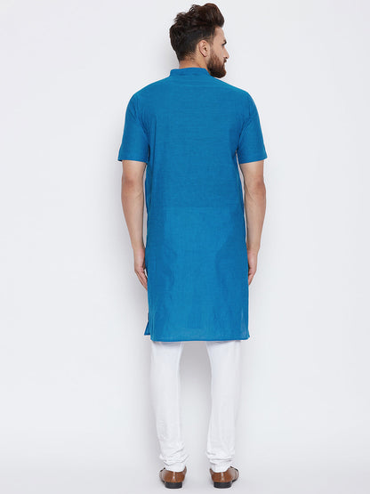 Men's Royal Blue Solid Kurta