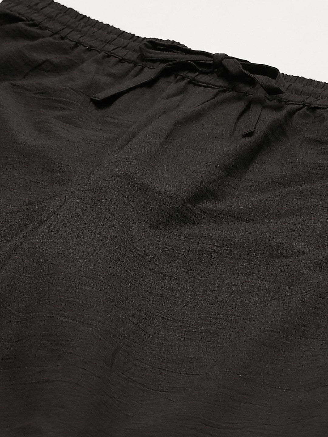 Women's Black Solid Schiffli Straight Cotton Palazzos
